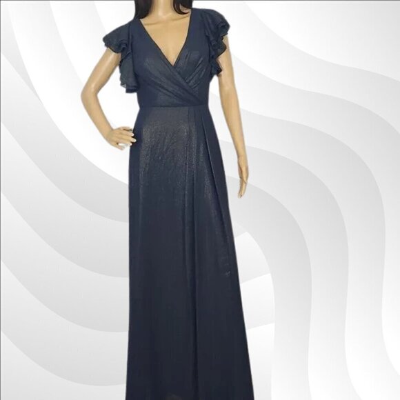 2/$50 Dessy Collection Vivian Diamond Midnight Gold Dress Size 2 | Elegant Gown - Picture 3 of 9